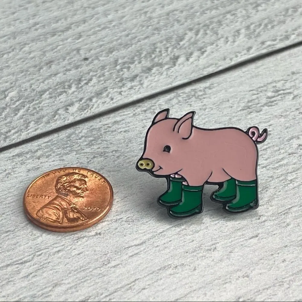 Pig in Green Boots Enamel Pin/ Brooch Lapel